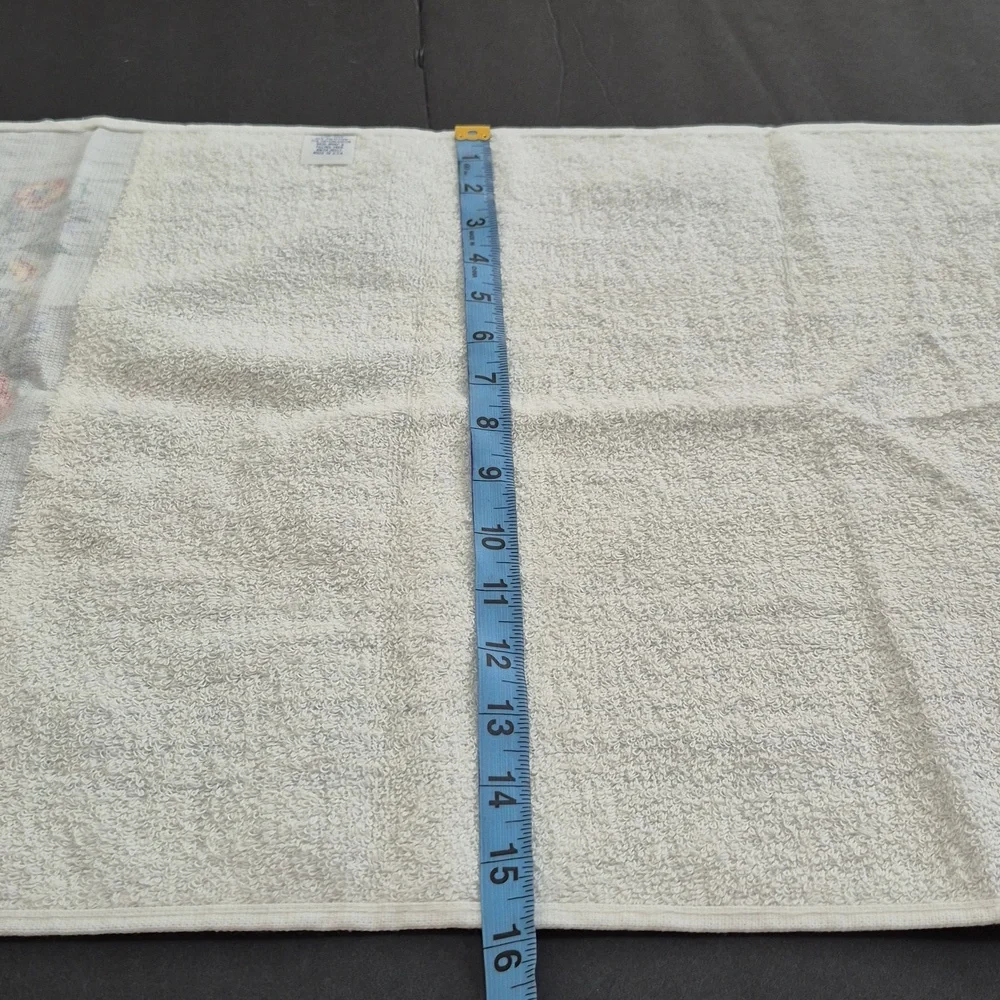 Vintage Floral and Striped Fringe Towel Shabby Cottage 80's 90's